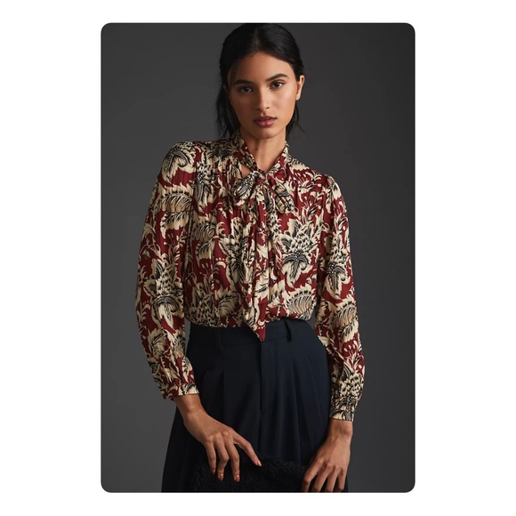 ★ NWT Anthropologie Tie-Neck Blouse - Multicolored ★